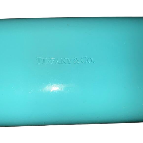 Tiffany & Co. Turquoise Blue Hard Clam Shell Flip Eyeglass Case and Cloth - Picture 5 of 13